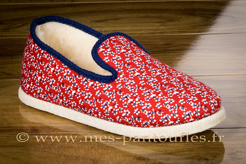 Charentaise femme Liberty Rouge Charentaises Chaussons Mes