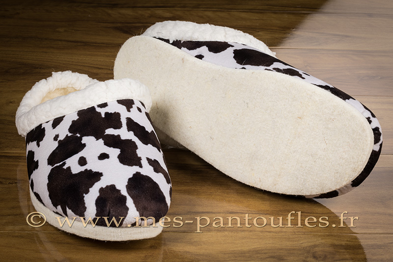 Mules semelles feutre décor vache Mules Mes-Charentaises