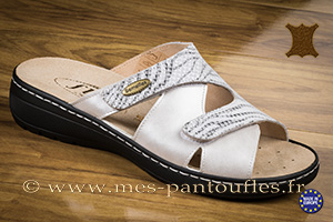 Sandales pour femme cuir zèbre/argent